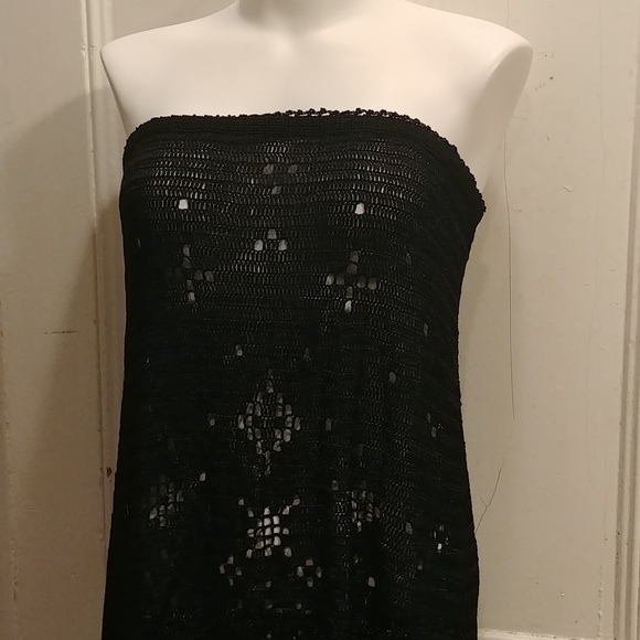 Black Crochet Goth Emo Skirt with Elastic Waist Band Halloween - Picture 2 of 6